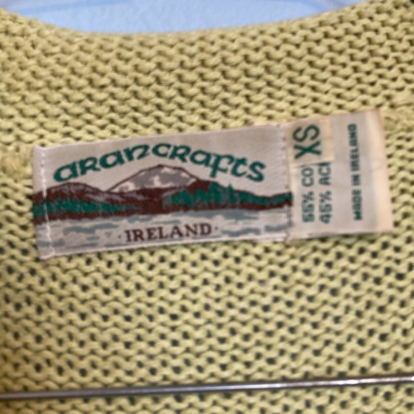 Aran Crafts Ireland Womens Brat Green Open Front Cardigan Sweater Knit Duster - Picture 3 of 11